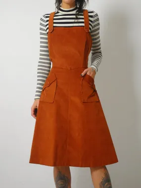 1970's Copper Corduroy Pinafore Dress