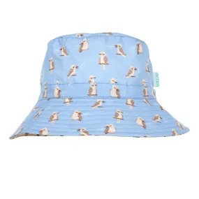 acorn kids: Kookaburra Wide Brim Bucket Hat Blue and Brown