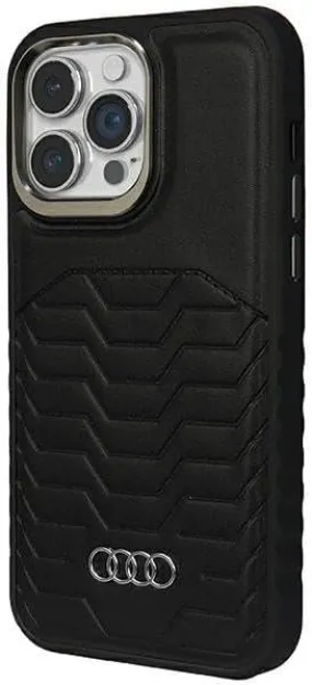 Audi Synthetic Leather Hard Case with MagSafe for iPhone 15 Pro Max 6.7" Black - AU-TPUPCMIP15PM-GT/D3-BK