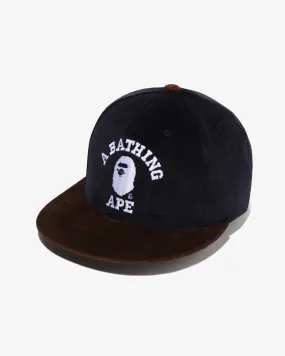 BAPE CORDUROY COLLEGE SNAP BACK CAP - NAVY