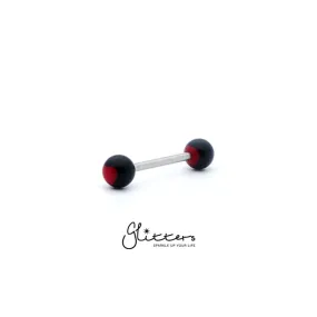 Black Acrylic Ball with Red Heart Tongue Barbell