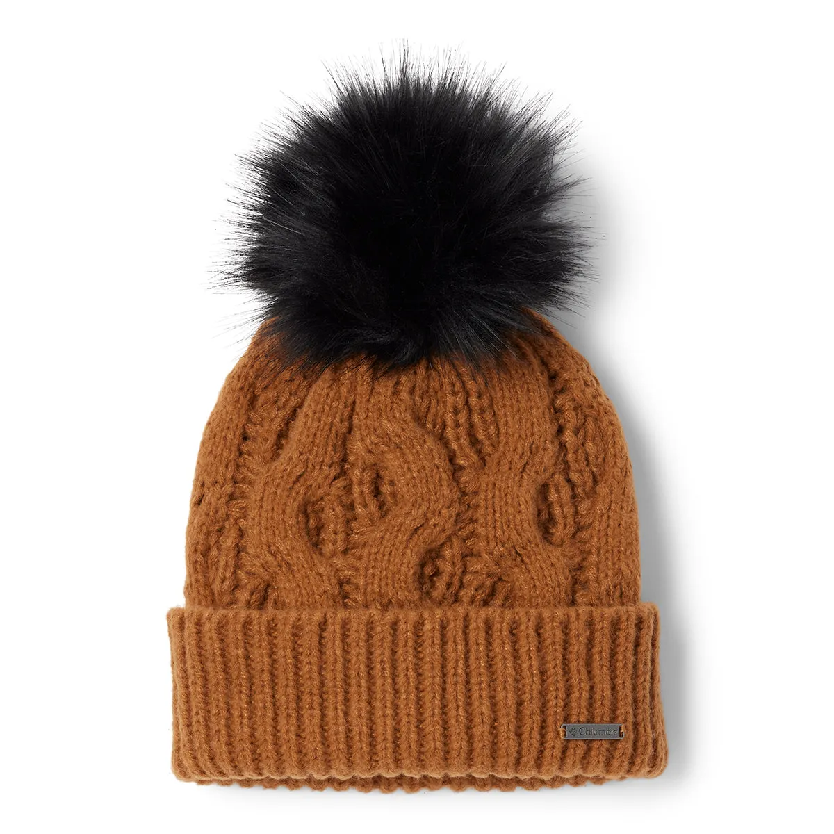 Boundless Days Cable Knit Pom Beanie - Camel Brown