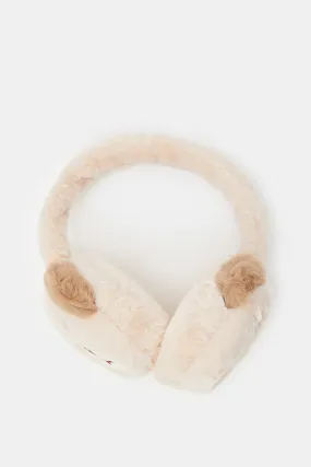 Boys Beige Character Embellished Earmuff