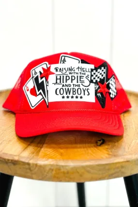 Custom Trucker Hat - Hippies Cowboys - Red