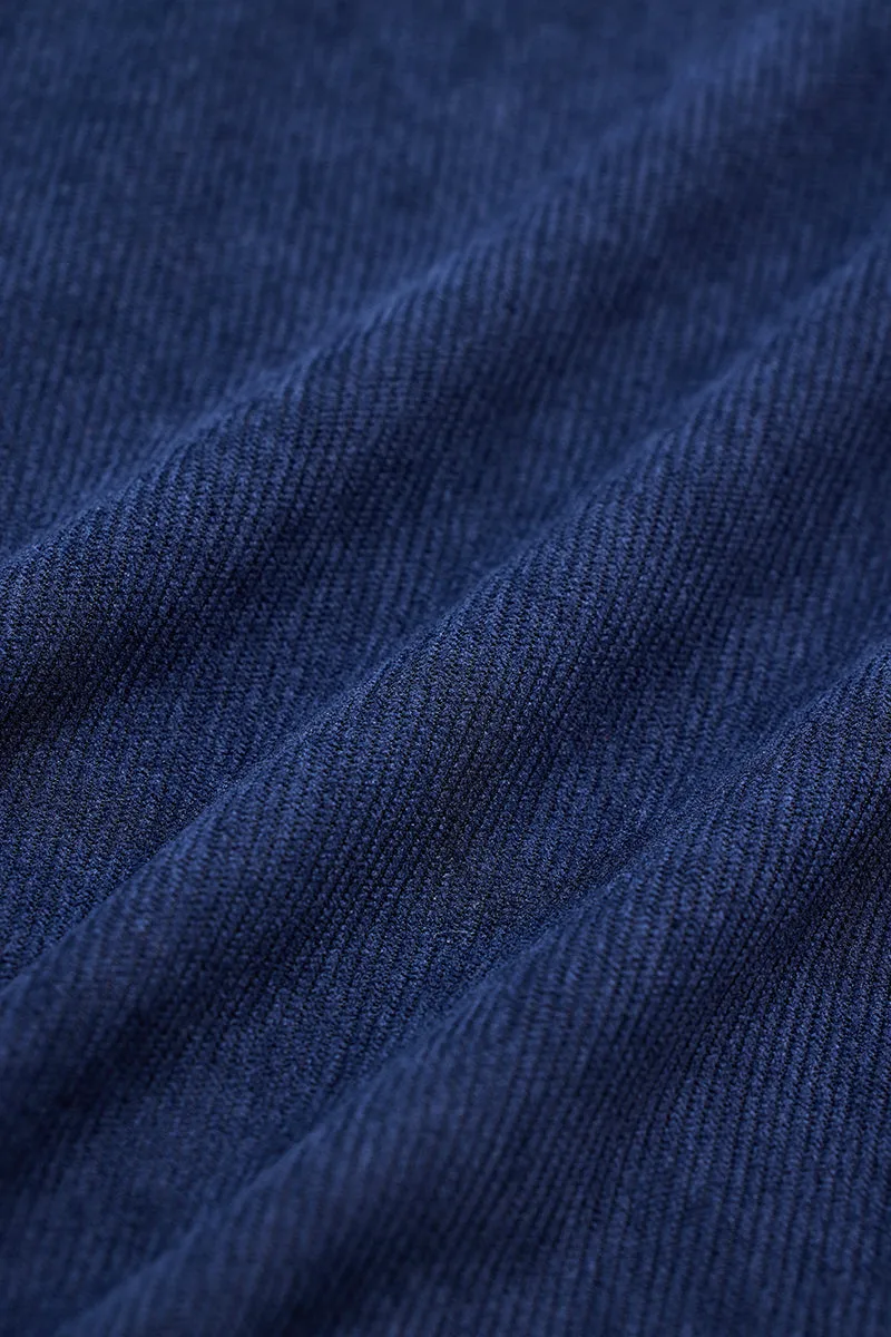 Dark Blue Slim Fit Corduroy Shirt