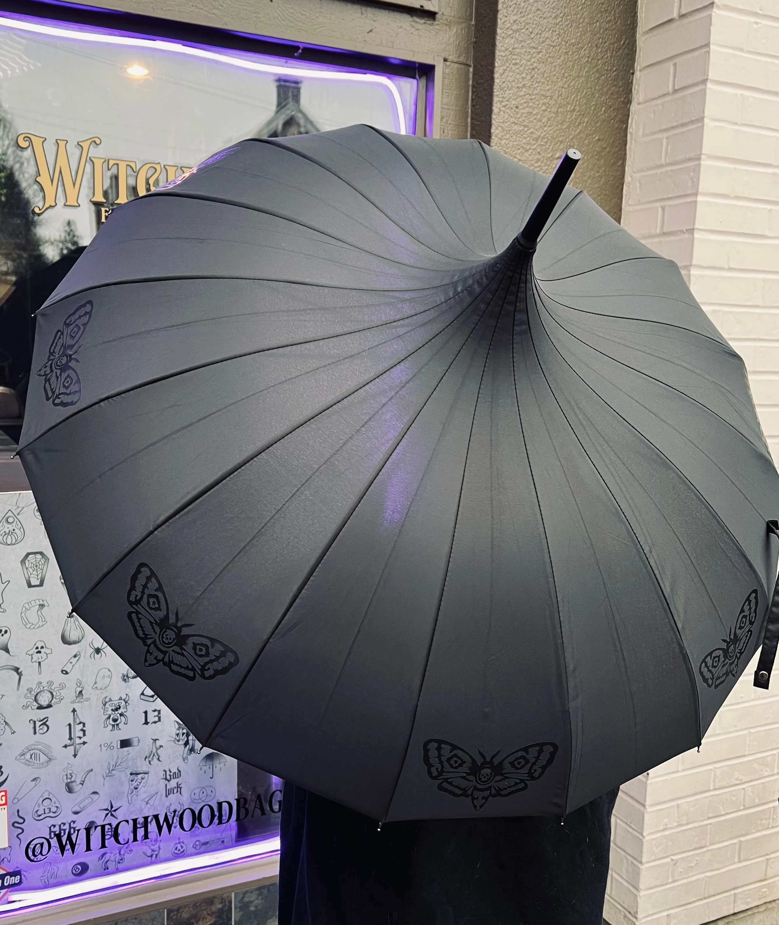 Death Moth Umbrella - Black on Black