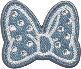 Denim Minnie Mouse Bow with Crystals Patch