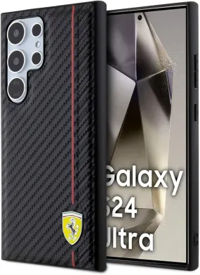 Ferrari Carbon Printed Line Hard Case for Samsung Galaxy S24 Ultra 6.8" Black - FEHCS24LN3DUR