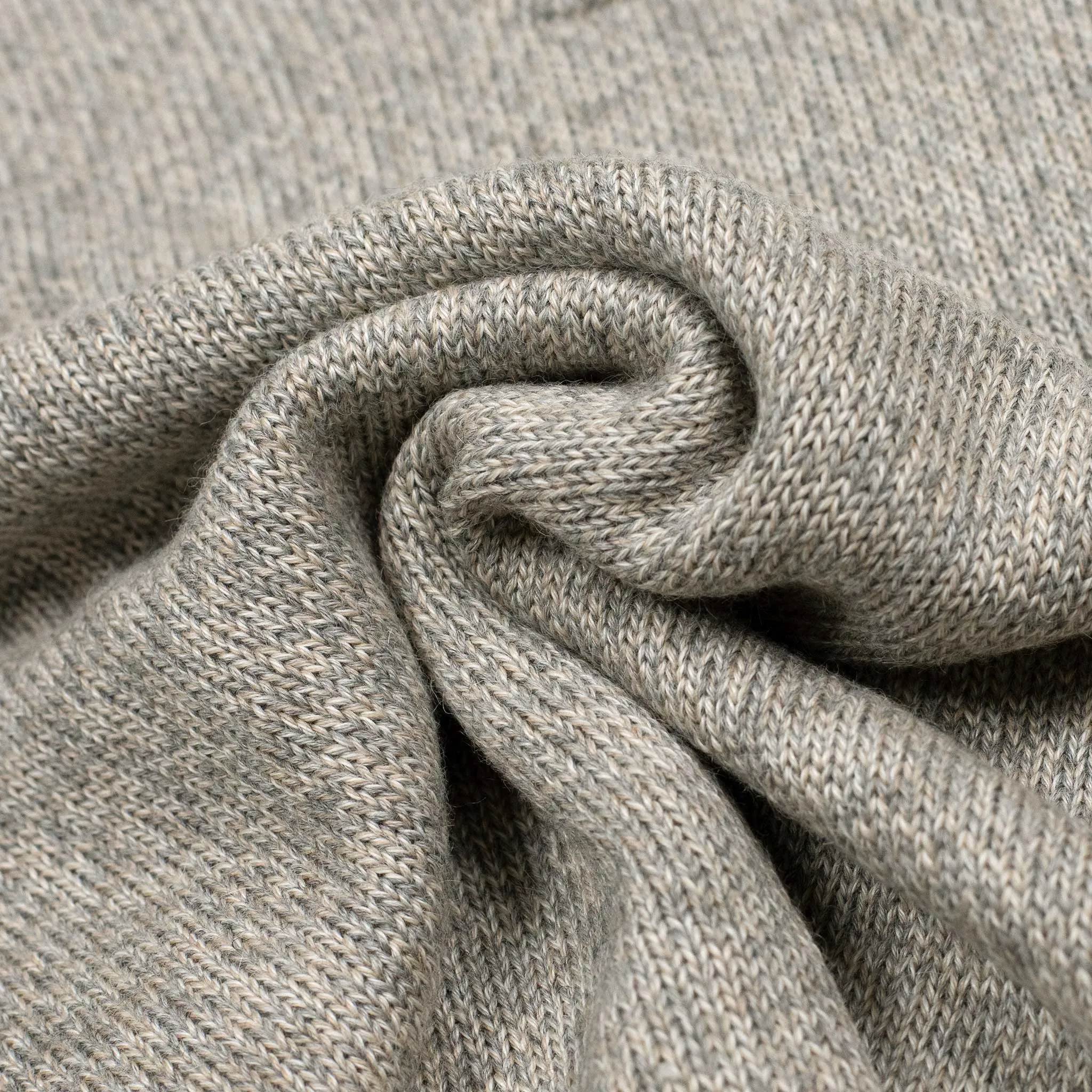 Long sleeve saddle shoulder polo in Oatmeal alpaca and silk