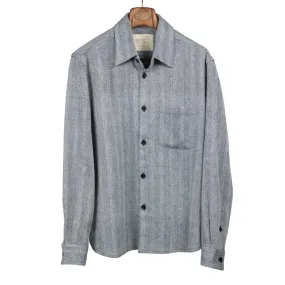 Luis shirt in white and yarn-dyed indigo blue handloomed cotton