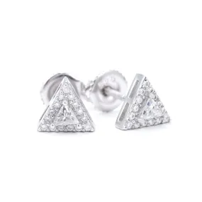 Mini Triangle Moissanite Earrings 14K Gold