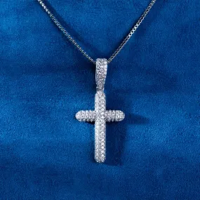 Moissanite 2-Row Cross Pendant 14K Gold