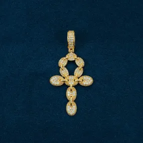 Moissanite Ankh Pendant 14K Gold