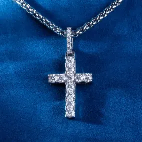 Moissanite Micro Cross Pendant 14K Gold