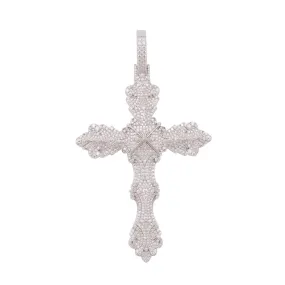 Moissanite Ornamental Cross 14K White Gold