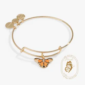 Monarch Butterfly   Crystal Accent Charm Bangle