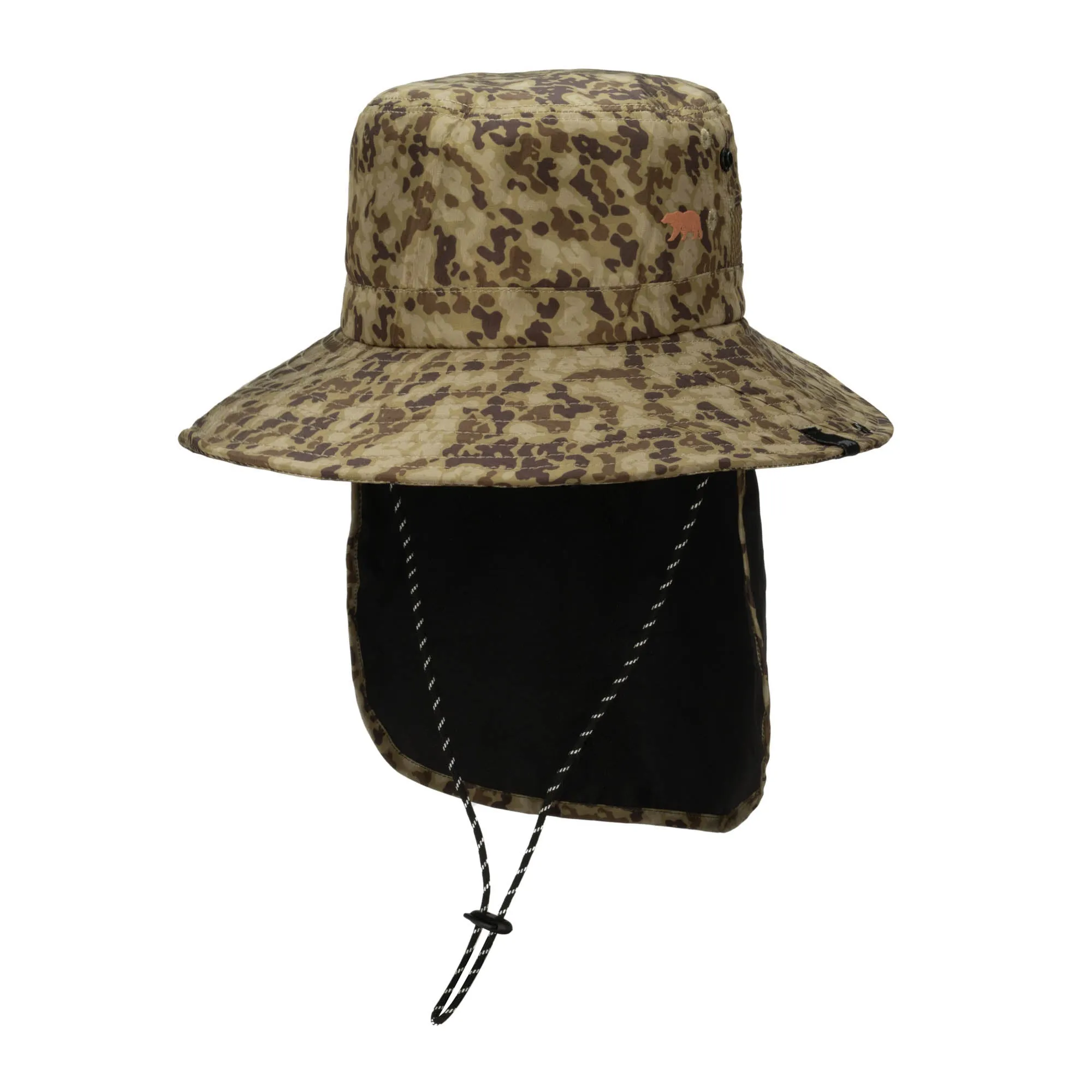 Outdoor Boonie Hat with Neck Flap and Adjustable Chin Cord