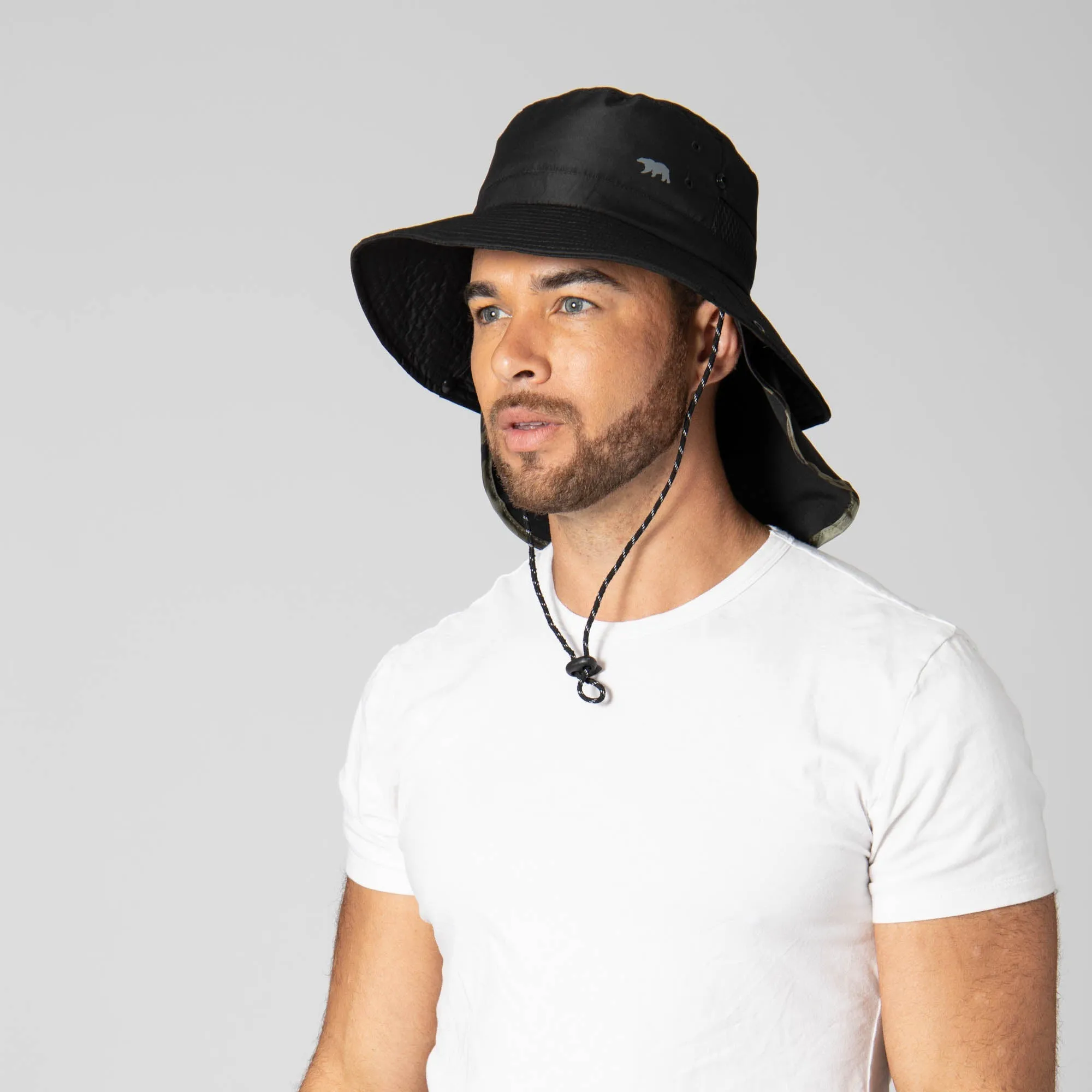 Outdoor Boonie Hat with Neck Flap and Adjustable Chin Cord