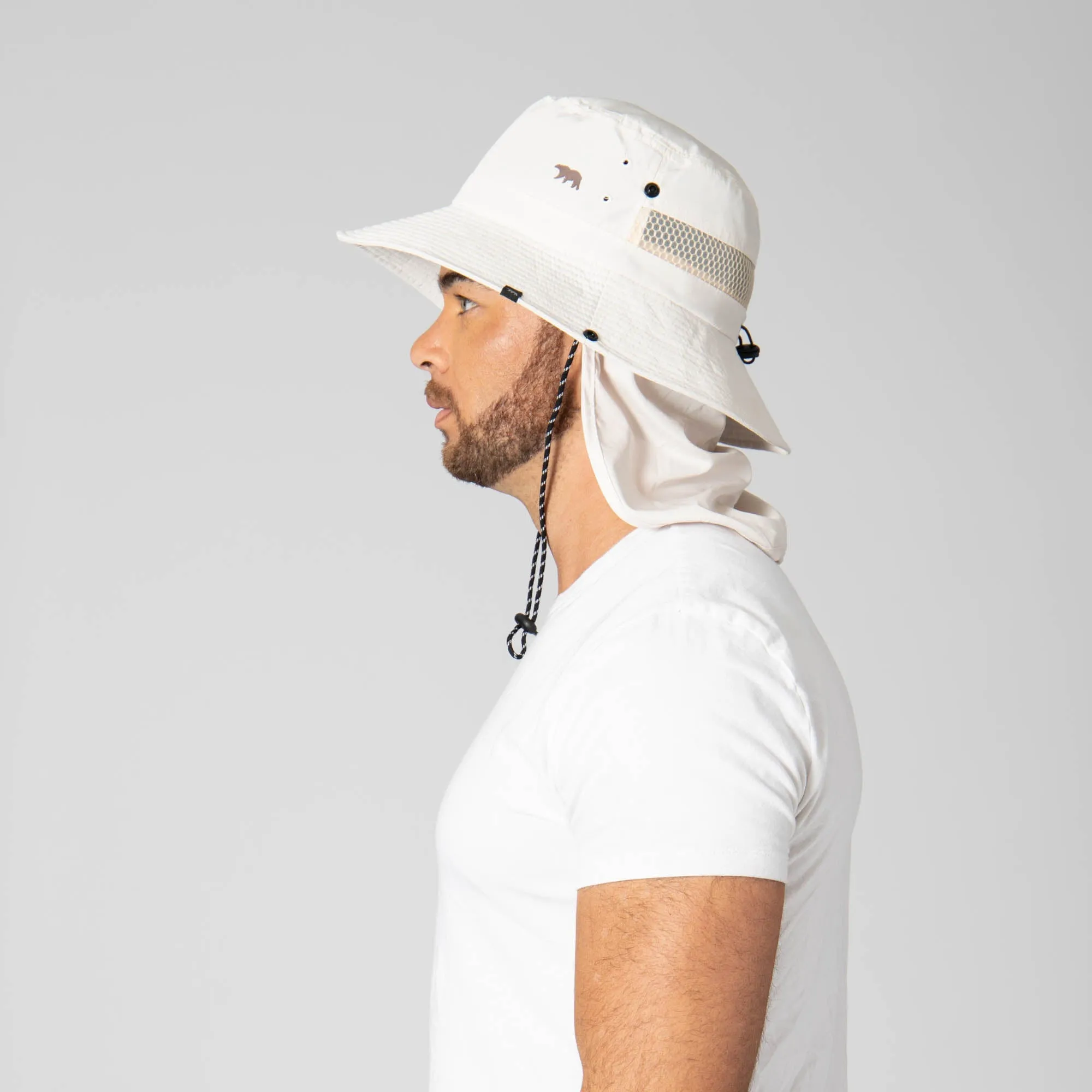 Outdoor Boonie Hat with Neck Flap and Adjustable Chin Cord