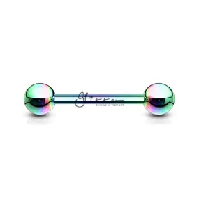 Rainbow Titanium I.P Over 316L Surgical Steel Barbells-Tongue | Nipple