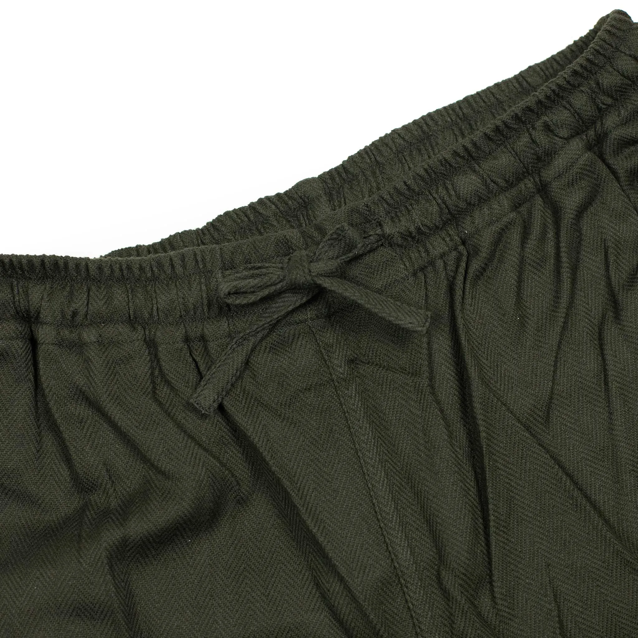 Roy trousers in olive handloom cotton herringbone