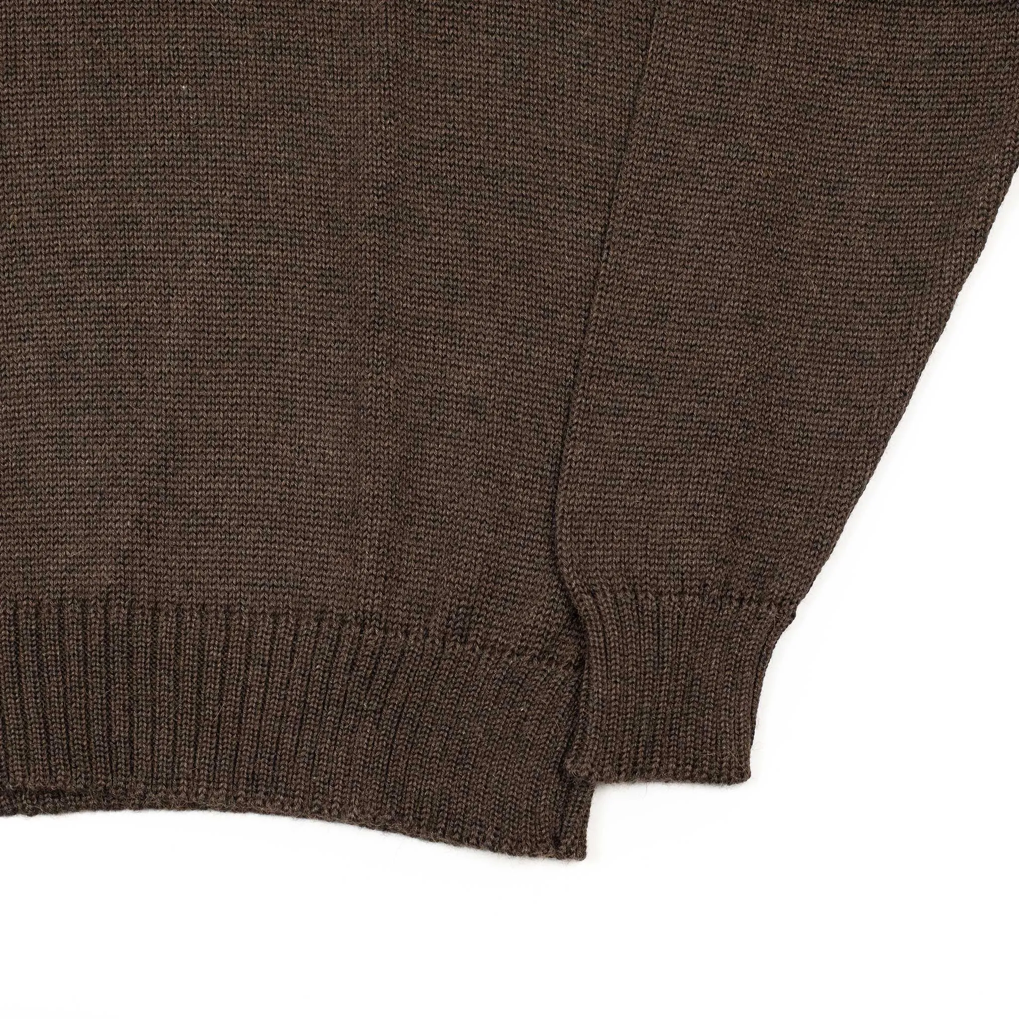 Seafoam stitch gansey sweater in brown alpaca and silk