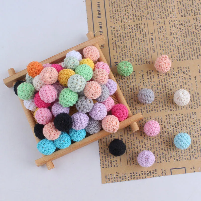 Wholesale 10PCS 16mm Wooden Cotton Thread Crochet Yarn Balls